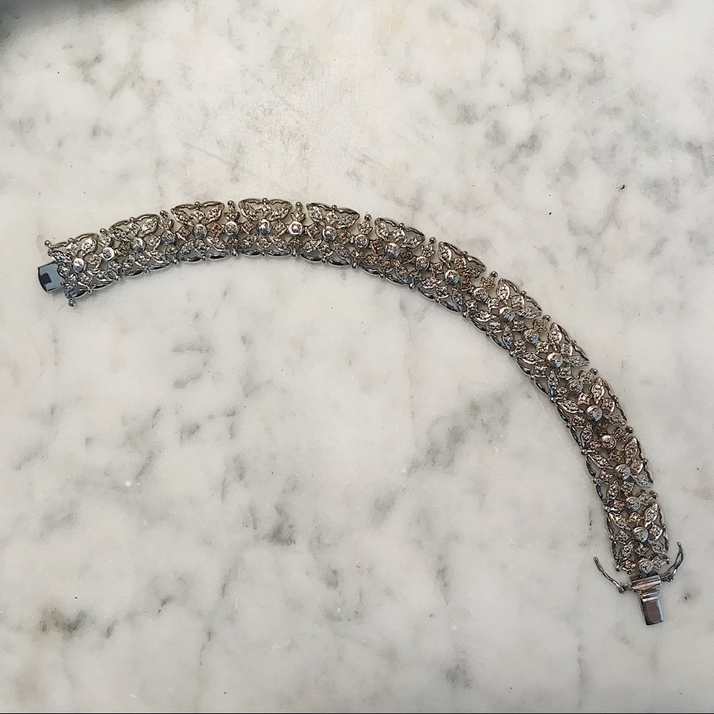 CZ Sterling Silver Diamond Security Latch Bracelet